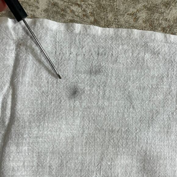 Vintage White Linen Tea Towel Red Embroidered Teapot Cup 1950s Kitchen Decor - Picture 9 of 9